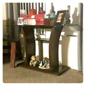 Glass cherry wood Console table